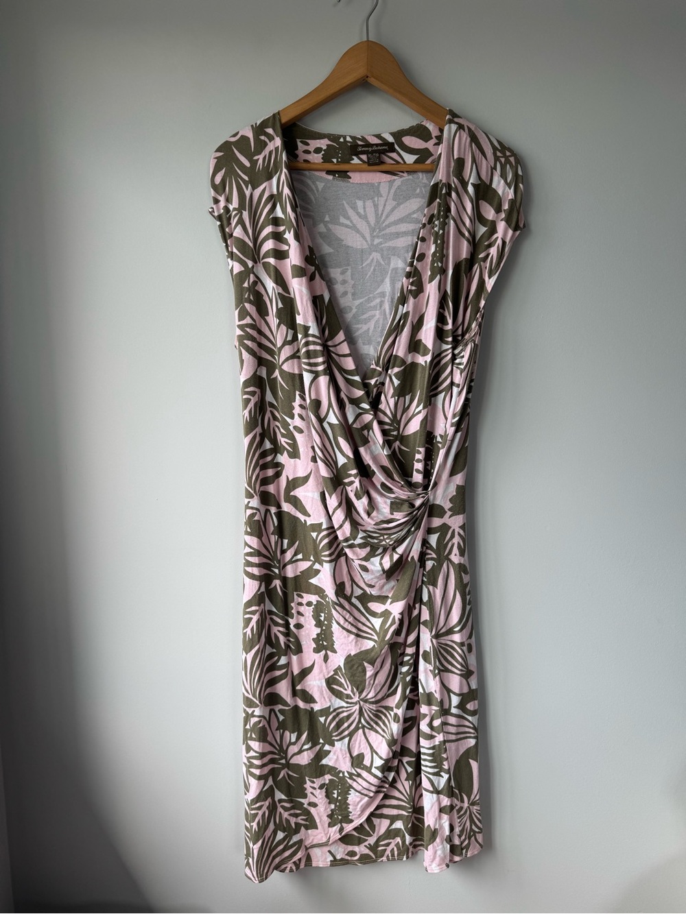 (XL) Tommy bahama Sleeveless Draped Floral Midi Dress - Pink & Olive